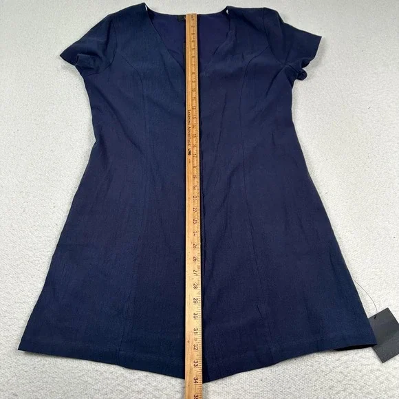 NWT Lulus Everyday Sweetness Mini Dress Large Button Front Pockets Navy Blue - Picture 9 of 11